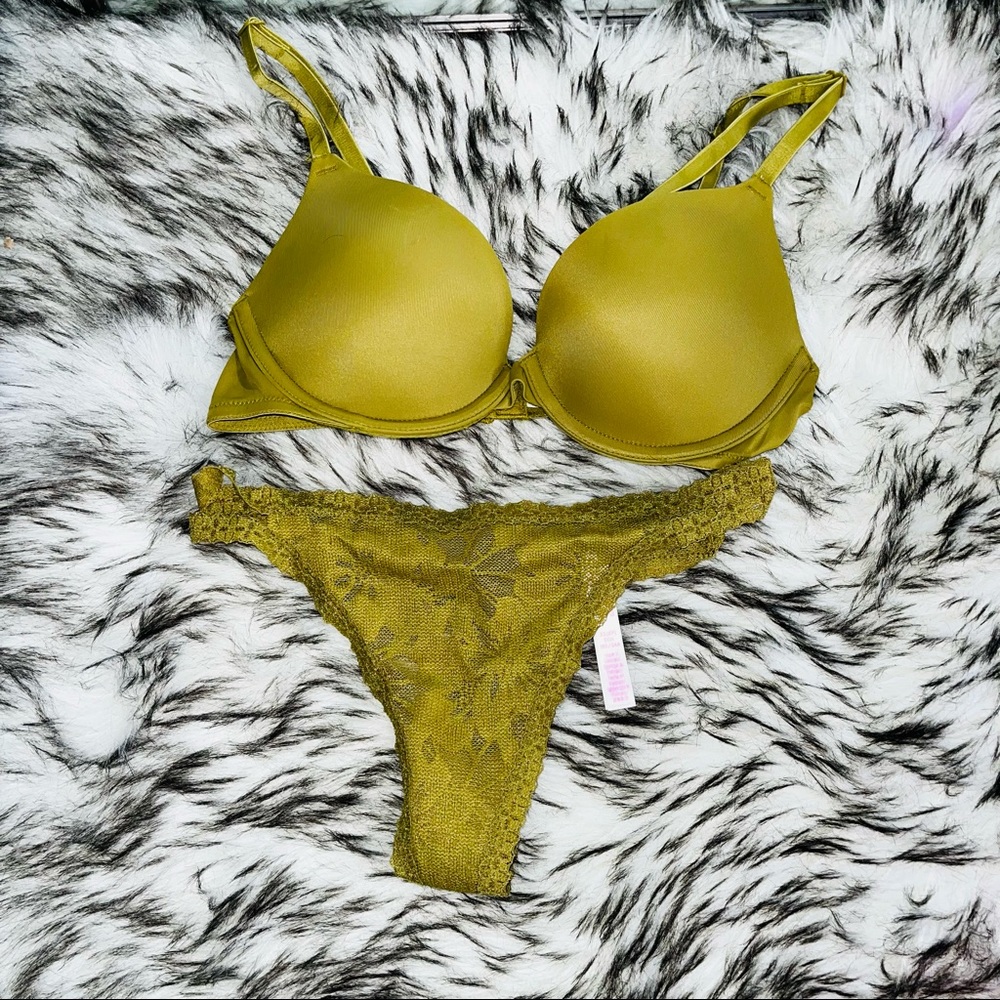 PINK green west everywhere push-up bra pushup